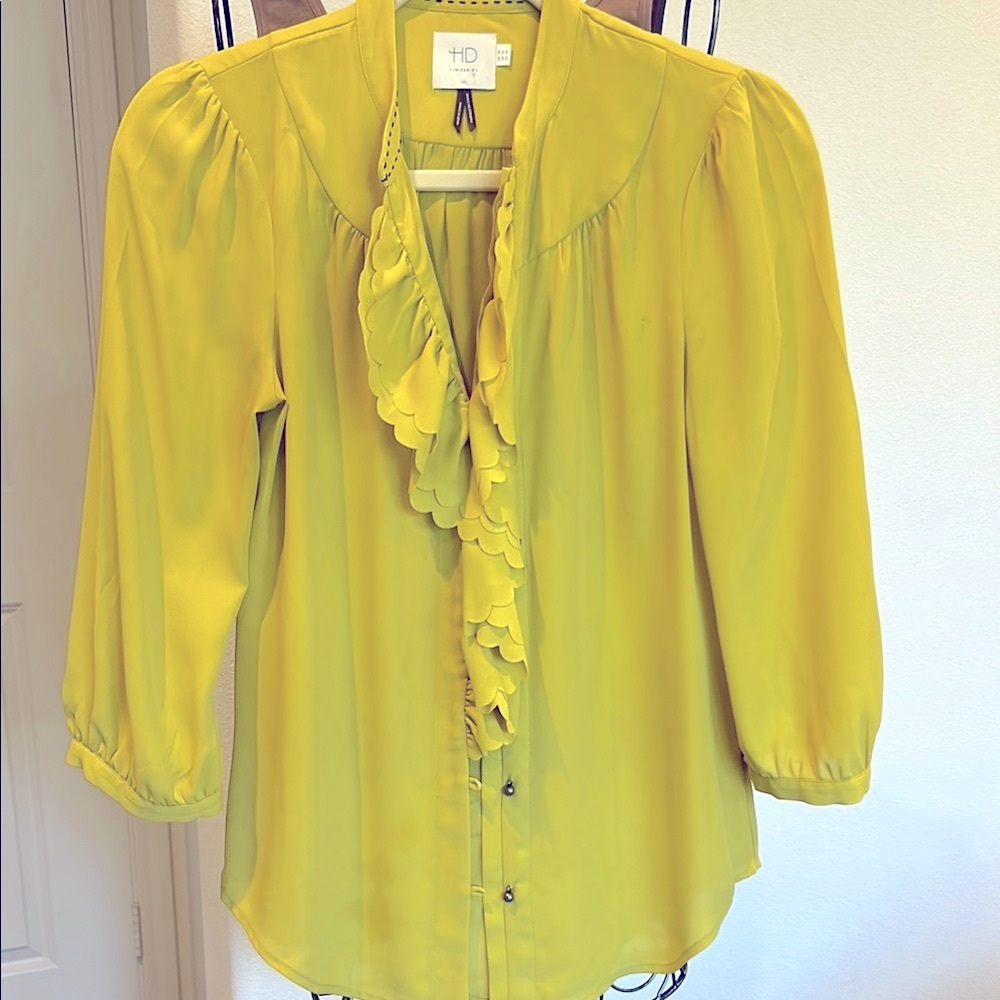 HD in Paris Lime-Yellow Ruffle Blouse